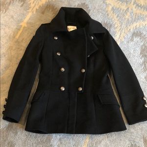 Reiss Black Wool Peacoat Size S